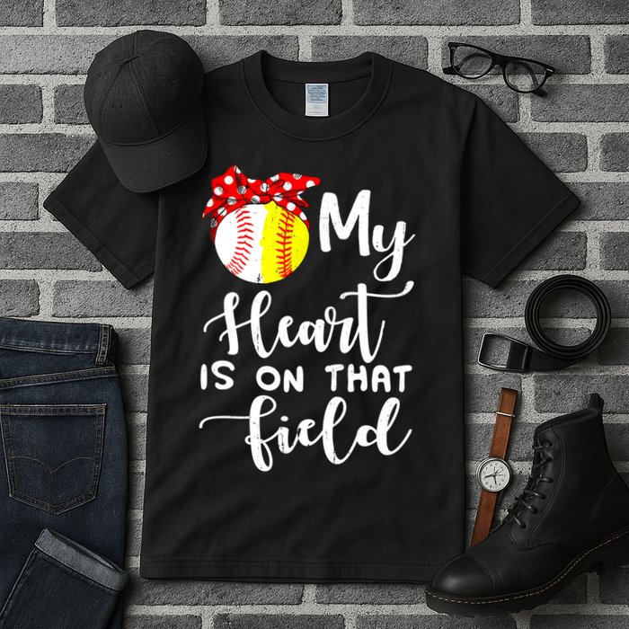 My Heart Is On That Field Baseball TShirt Softball Mom TShirt Tall T-Shirt