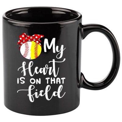 My Heart Is On That Field Baseball TShirt Softball Mom TShirt 11oz C Handle Ceramic Mug