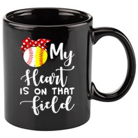 My Heart Is On That Field Baseball TShirt Softball Mom TShirt 11oz C Handle Ceramic Mug
