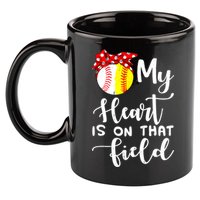 My Heart Is On That Field Baseball TShirt Softball Mom TShirt 11oz C Handle Ceramic Mug