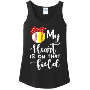 My Heart Is On That Field Baseball TShirt Softball Mom TShirt Ladies Essential Tank