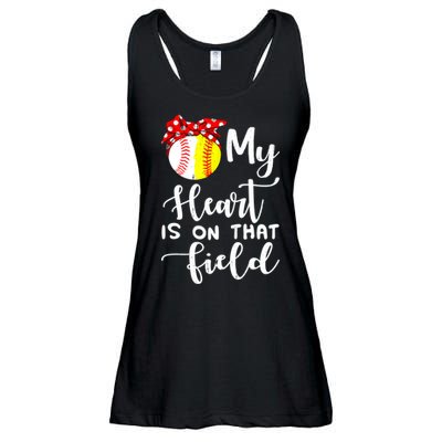 My Heart Is On That Field Baseball TShirt Softball Mom TShirt Ladies Essential Flowy Tank