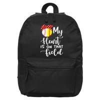 My Heart Is On That Field Baseball TShirt Softball Mom TShirt 16 in Basic Backpack