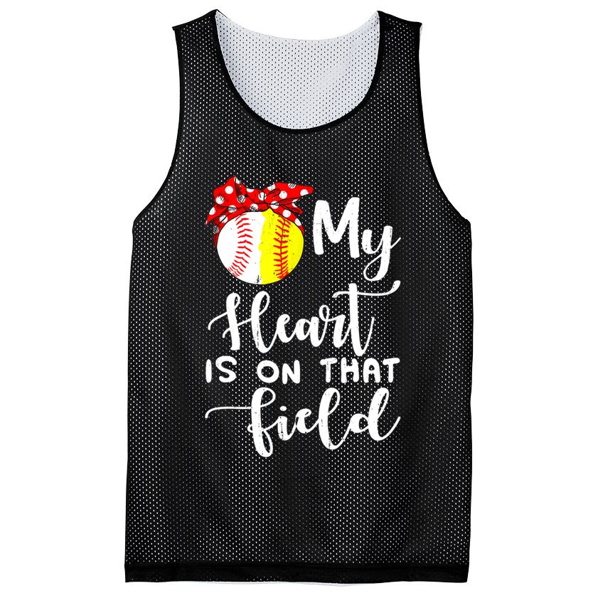 My Heart Is On That Field Baseball TShirt Softball Mom TShirt Mesh Reversible Basketball Jersey Tank