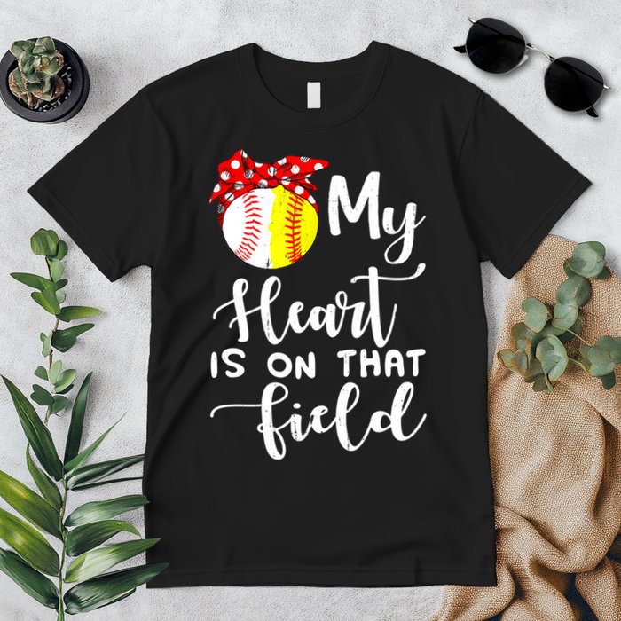 My Heart Is On That Field Baseball TShirt Softball Mom TShirt Premium T-Shirt