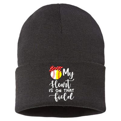My Heart Is On That Field Baseball TShirt Softball Mom TShirt Sustainable Knit Beanie