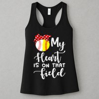 My Heart Is On That Field Baseball TShirt Softball Mom TShirt Womens Tank Top