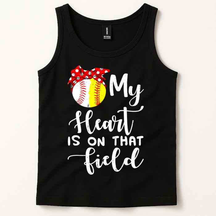 My Heart Is On That Field Baseball TShirt Softball Mom TShirt Tank Top