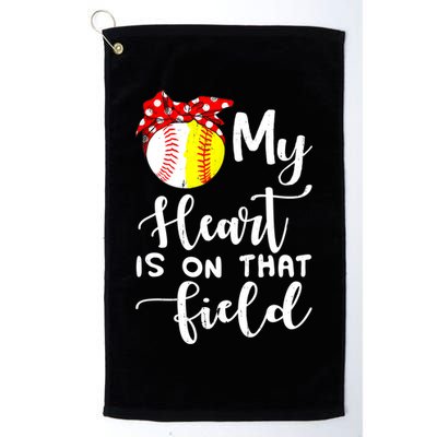 My Heart Is On That Field Baseball TShirt Softball Mom TShirt Golf Towel