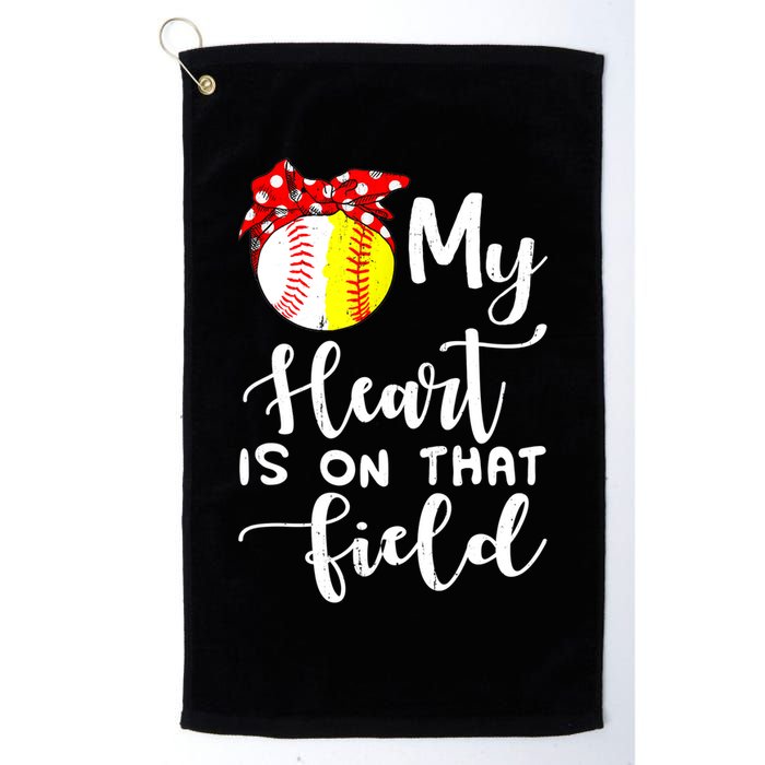 My Heart Is On That Field Baseball TShirt Softball Mom TShirt Golf Towel