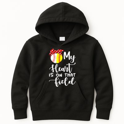 My Heart Is On That Field Baseball TShirt Softball Mom TShirt Kids Hoodie
