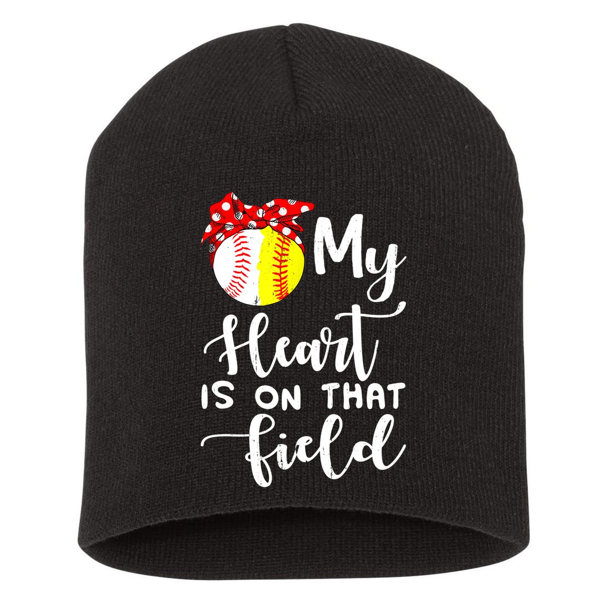 My Heart Is On That Field Baseball TShirt Softball Mom TShirt Short Acrylic Beanie
