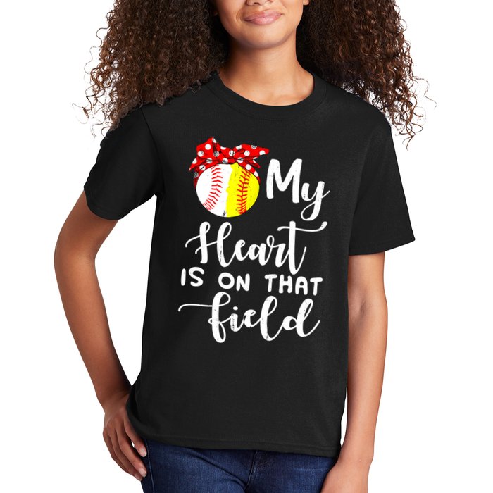 My Heart Is On That Field Baseball TShirt Softball Mom TShirt Kids T-Shirt