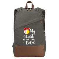 My Heart Is On That Field Baseball TShirt Softball Mom TShirt Cotton Canvas Backpack