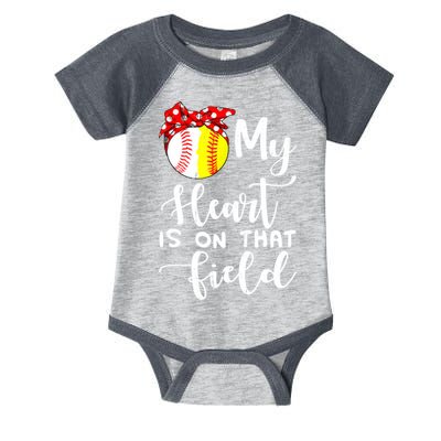 My Heart Is On That Field Baseball TShirt Softball Mom TShirt Infant Baby Jersey Bodysuit