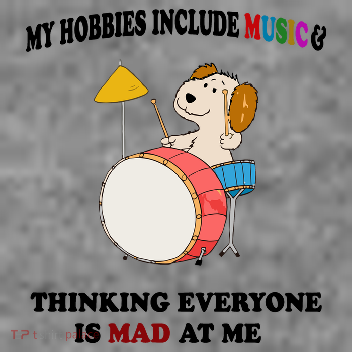 My Hobbies Include Music & Thinking Everyone Is Mad At Me 7-Panel Snapback Hat