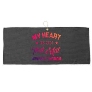 My Heart Is On That Mat Wrestling Mom Gift Large Microfiber Waffle Golf Towel