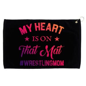 My Heart Is On That Mat Wrestling Mom Gift Grommeted Golf Towel