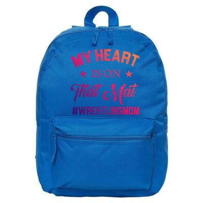 My Heart Is On That Mat Wrestling Mom Gift 16 in Basic Backpack