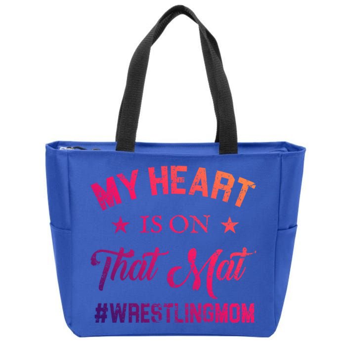 My Heart Is On That Mat Wrestling Mom Gift Zip Tote Bag