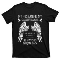 My Husband Is My Guardian Angel In Heaven Memory Memorial T-Shirt