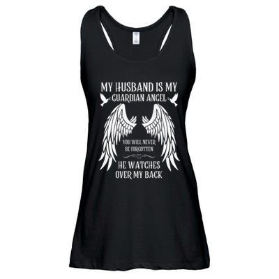 My Husband Is My Guardian Angel In Heaven Memory Memorial Ladies Essential Flowy Tank