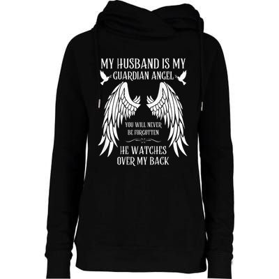 My Husband Is My Guardian Angel In Heaven Memory Memorial Womens Funnel Neck Pullover Hood