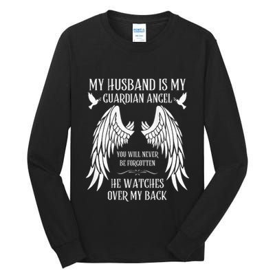 My Husband Is My Guardian Angel In Heaven Memory Memorial Tall Long Sleeve T-Shirt