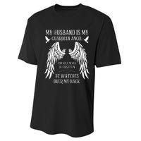 My Husband Is My Guardian Angel In Heaven Memory Memorial Performance Sprint T-Shirt