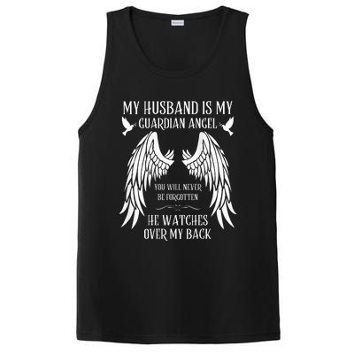 My Husband Is My Guardian Angel In Heaven Memory Memorial PosiCharge Competitor Tank