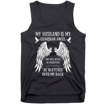 My Husband Is My Guardian Angel In Heaven Memory Memorial Tank Top