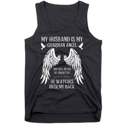 My Husband Is My Guardian Angel In Heaven Memory Memorial Tank Top