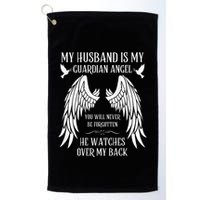 My Husband Is My Guardian Angel In Heaven Memory Memorial Golf Towel