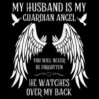 My Husband Is My Guardian Angel In Heaven Memory Memorial Cropped Pullover Crew