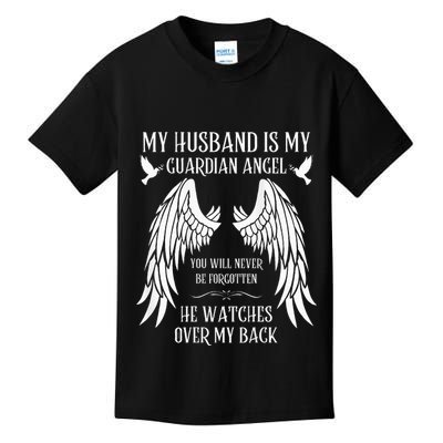 My Husband Is My Guardian Angel In Heaven Memory Memorial Kids T-Shirt