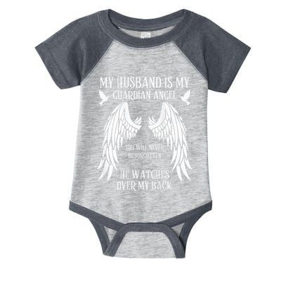 My Husband Is My Guardian Angel In Heaven Memory Memorial Infant Baby Jersey Bodysuit