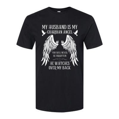 My Husband Is My Guardian Angel In Heaven Memory Memorial Softstyle CVC T-Shirt