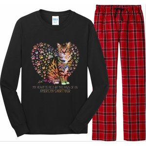 My Heart Is Held By The Paws Of An American Shorthair Cats Long Sleeve Pajama Set