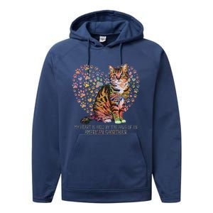 My Heart Is Held By The Paws Of An American Shorthair Cats Performance Fleece Hoodie