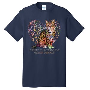 My Heart Is Held By The Paws Of An American Shorthair Cats Tall T-Shirt