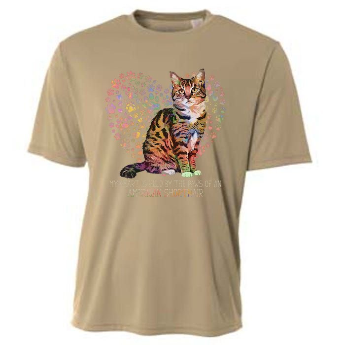 My Heart Is Held By The Paws Of An American Shorthair Cats Cooling Performance Crew T-Shirt