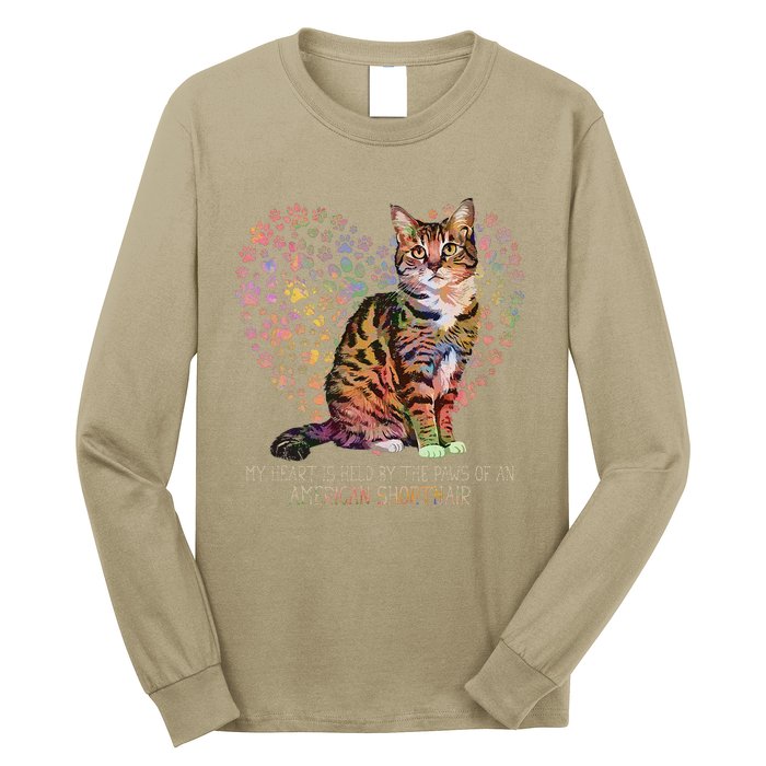 My Heart Is Held By The Paws Of An American Shorthair Cats Long Sleeve Shirt