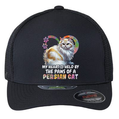 My Heart Is Held By The Paws Of A Persian Cat Cats Flexfit Unipanel Trucker Cap