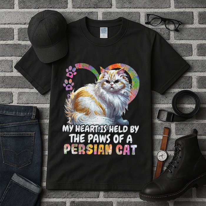 My Heart Is Held By The Paws Of A Persian Cat Cats Tall T-Shirt