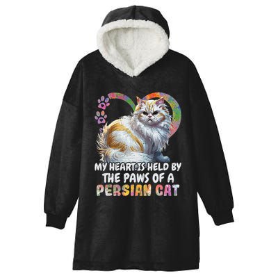 My Heart Is Held By The Paws Of A Persian Cat Cats Hooded Wearable Blanket