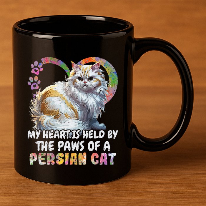 My Heart Is Held By The Paws Of A Persian Cat Cats 11oz C Handle Ceramic Mug