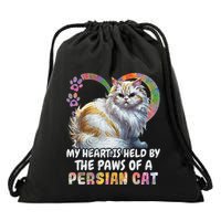 My Heart Is Held By The Paws Of A Persian Cat Cats Drawstring Bag