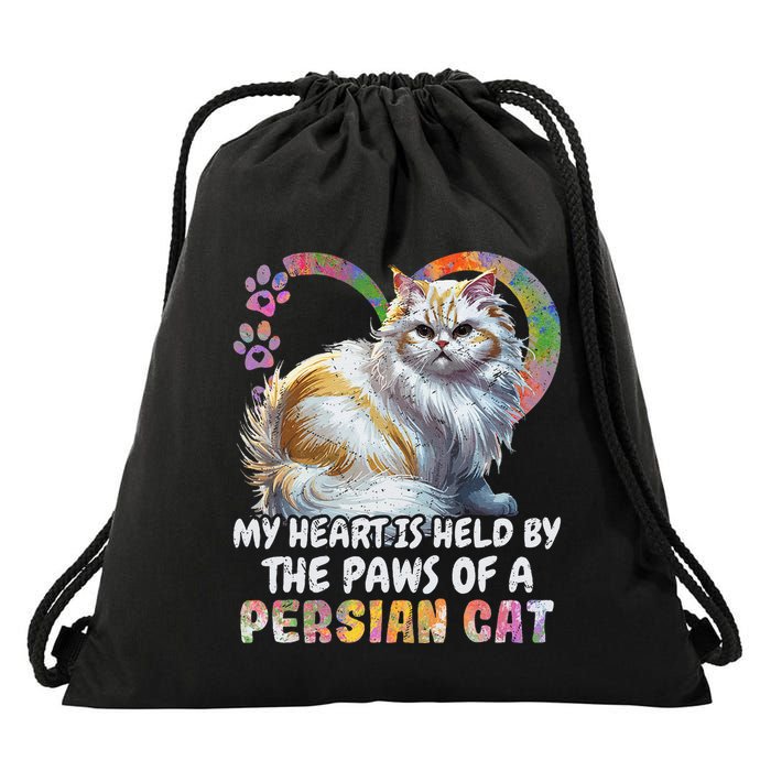 My Heart Is Held By The Paws Of A Persian Cat Cats Drawstring Bag