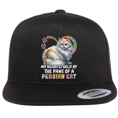 My Heart Is Held By The Paws Of A Persian Cat Cats Flatbill Hat