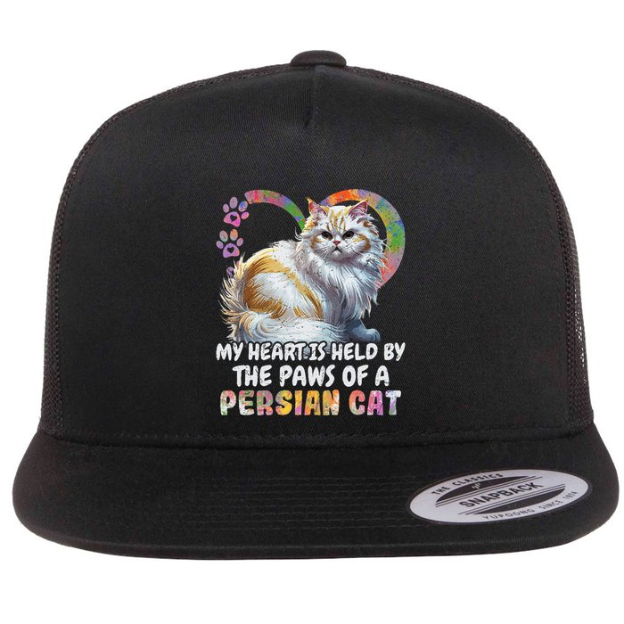 My Heart Is Held By The Paws Of A Persian Cat Cats Flatbill Hat